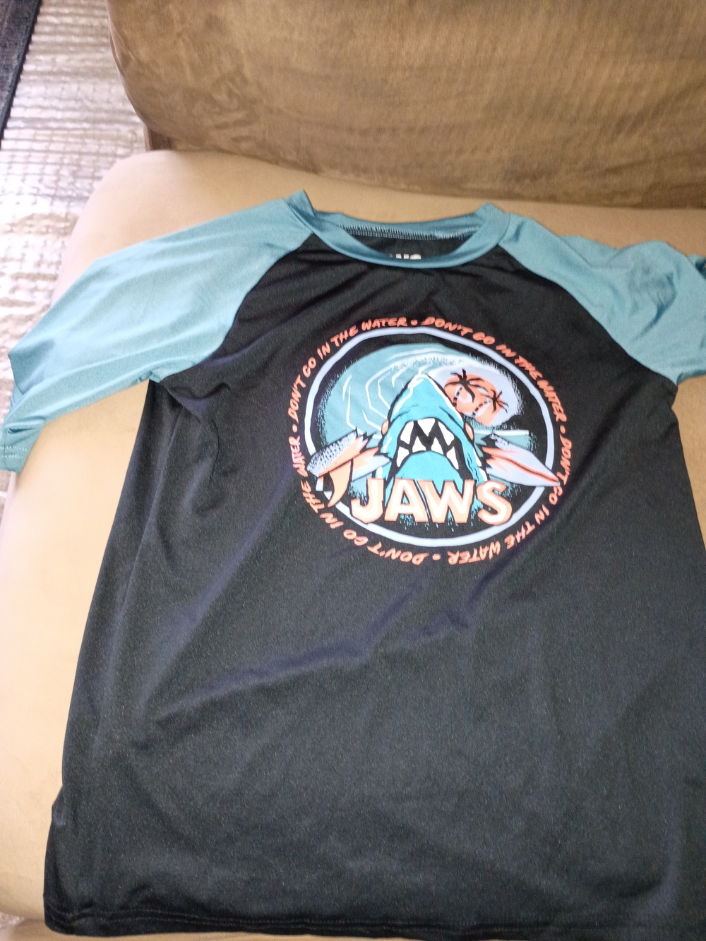 Jaws Graphic Bathing Suit in Black and Teal